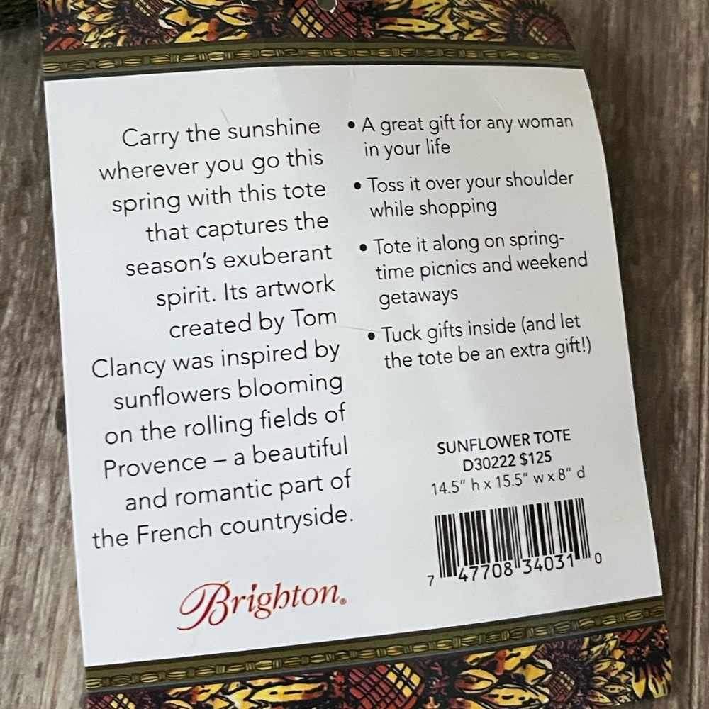 NWT BRIGHTON “Something Wonderful Is About To Happen Live Canvas Sunflower Tote - Picture 10 of 16